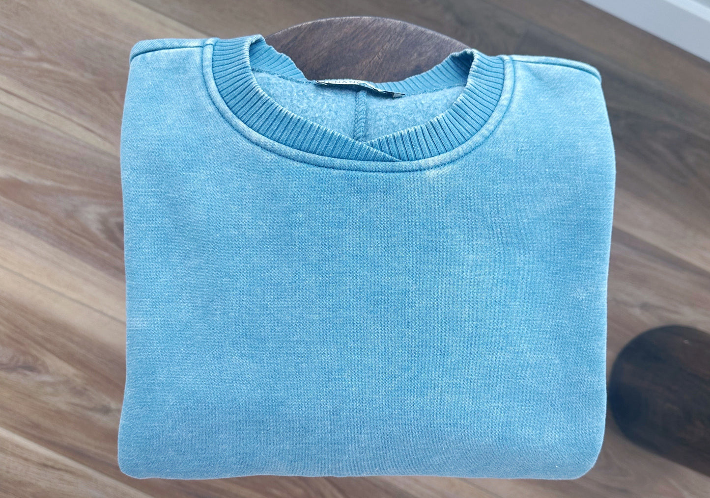 Lazy Days Acid Wash Pullover - Blue Gray