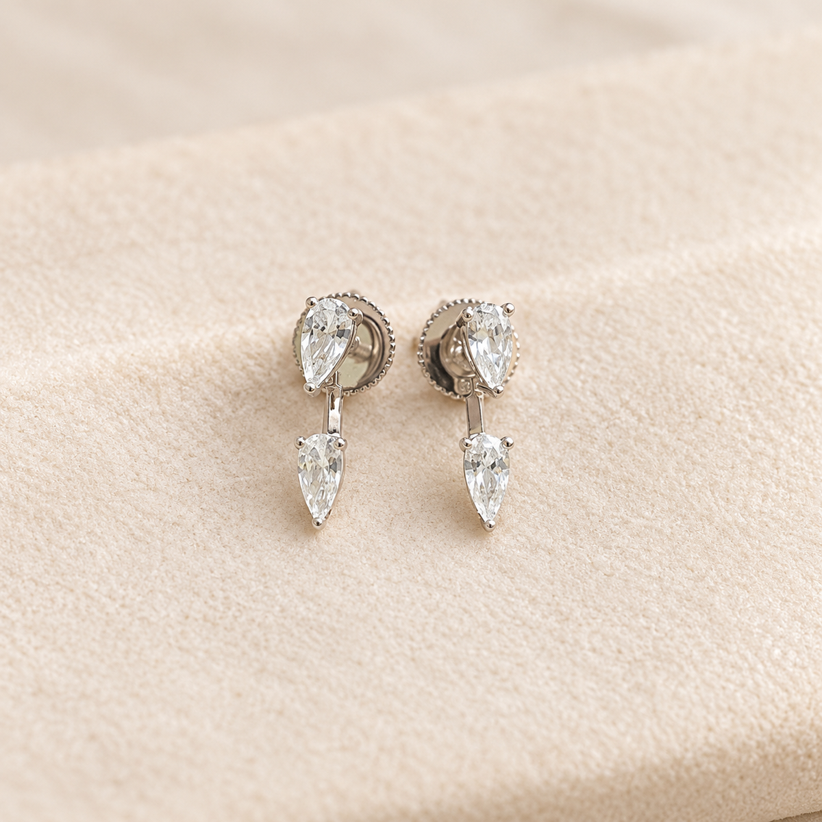 Mia Stud Jacket Earring - Rhodium