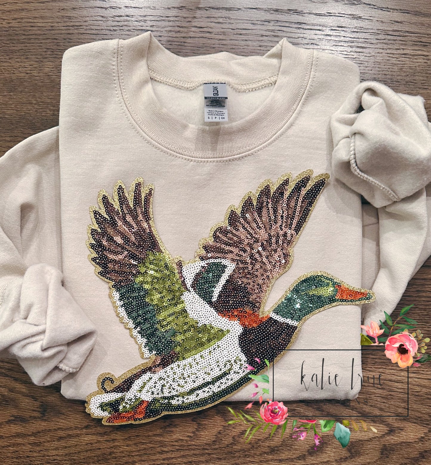 Mallard Duck Sequin Patch Sweatshirt