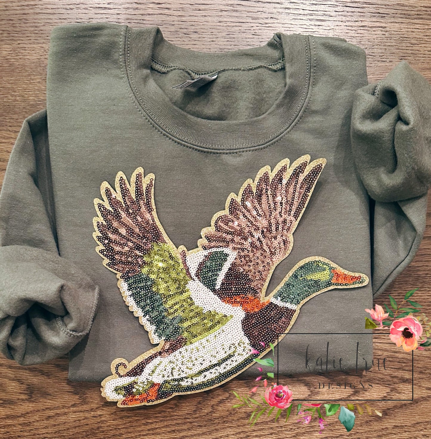 Mallard Duck Sequin Patch Sweatshirt