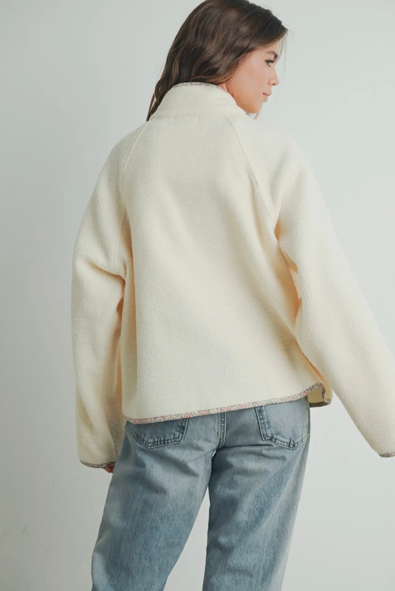 Nora Mock Neck Sherpa Fleece Shacket