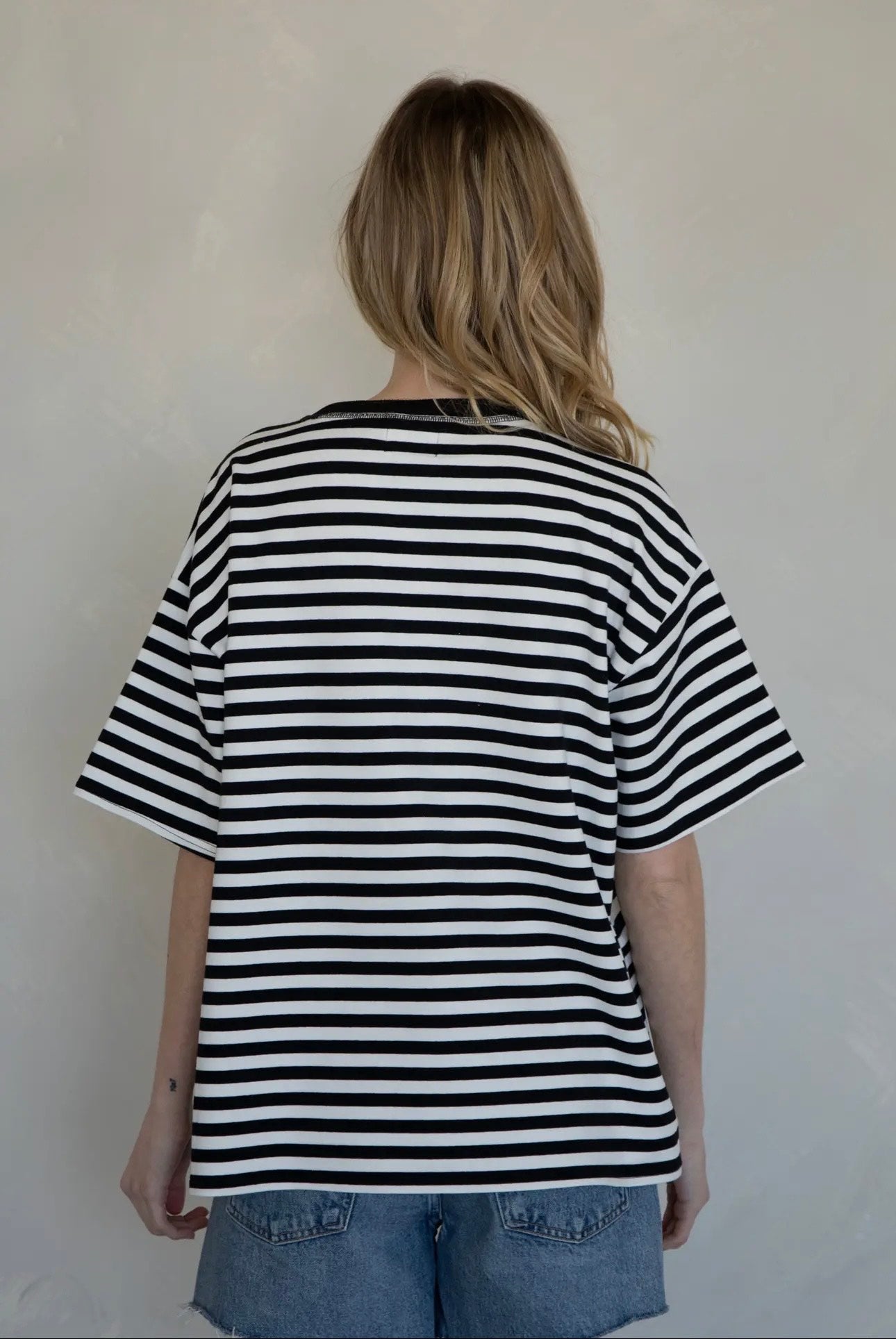 Cassandra Stripe Tee - Black & White