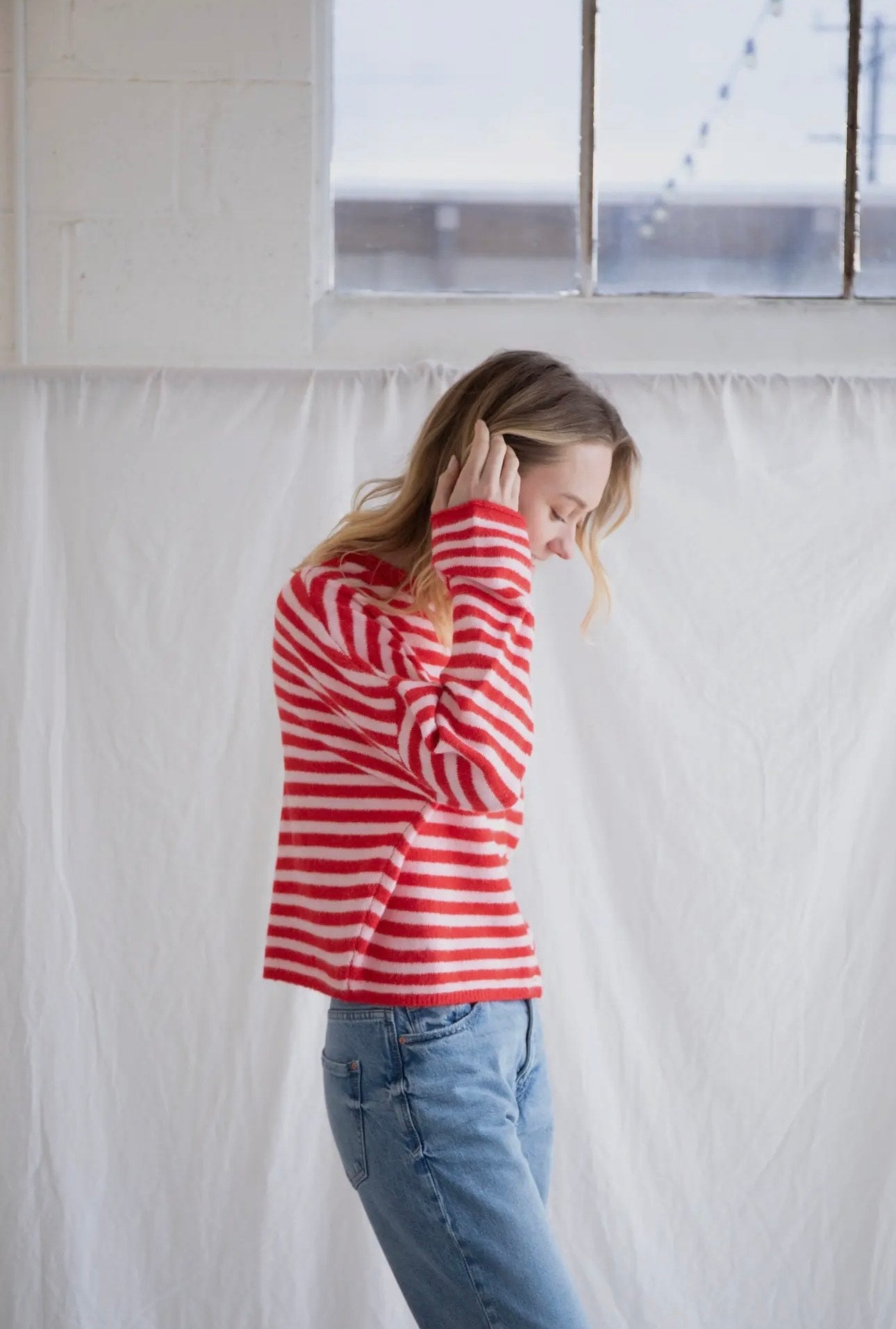 Piper Cardigan - Pink & Red Stripe