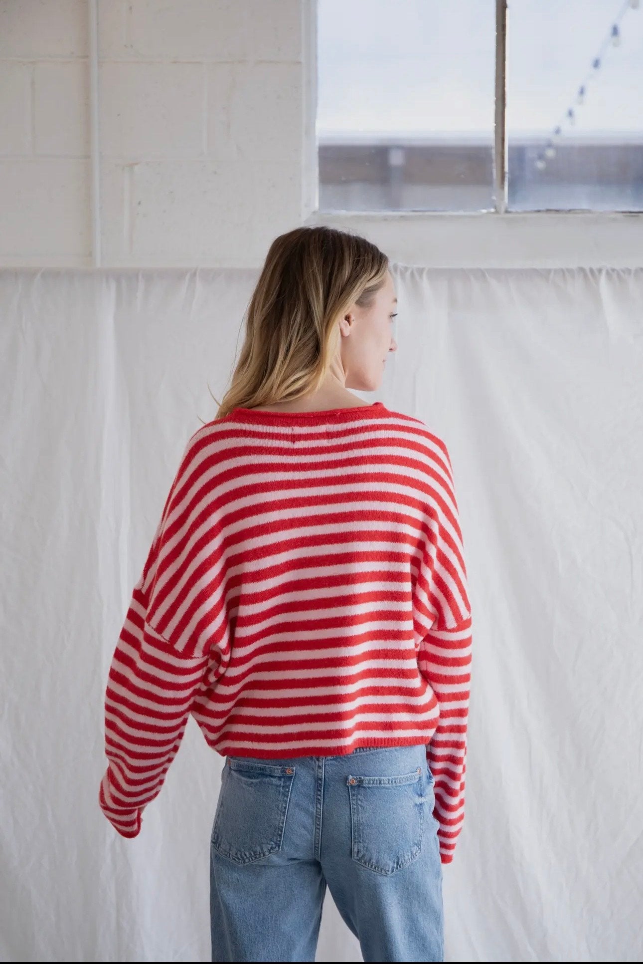 Piper Cardigan - Pink & Red Stripe