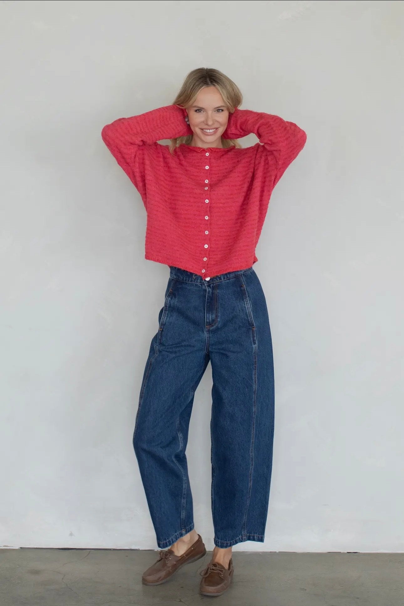 Piper Cardigan - Cherry Mini Stripe