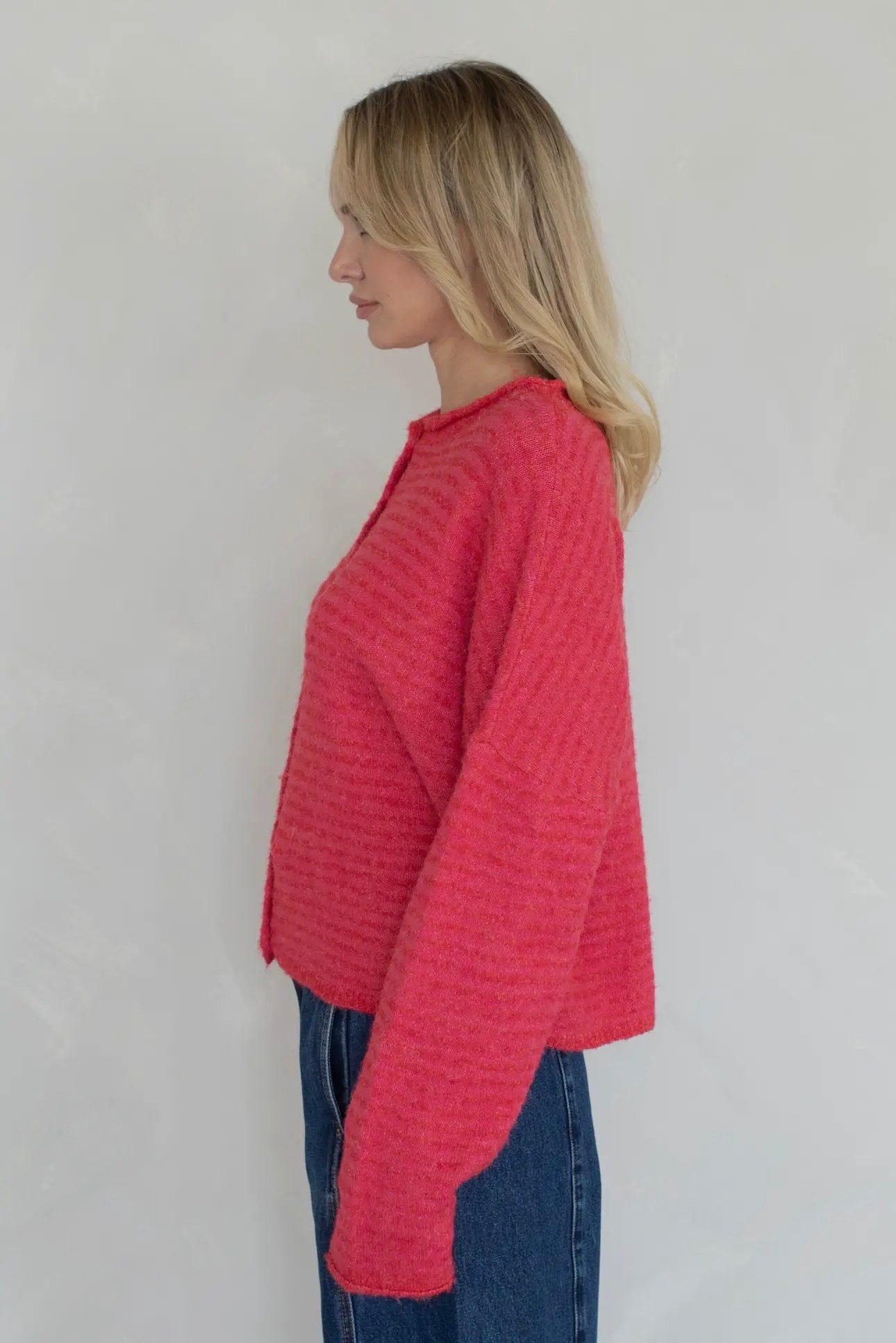 Piper Cardigan - Cherry Mini Stripe