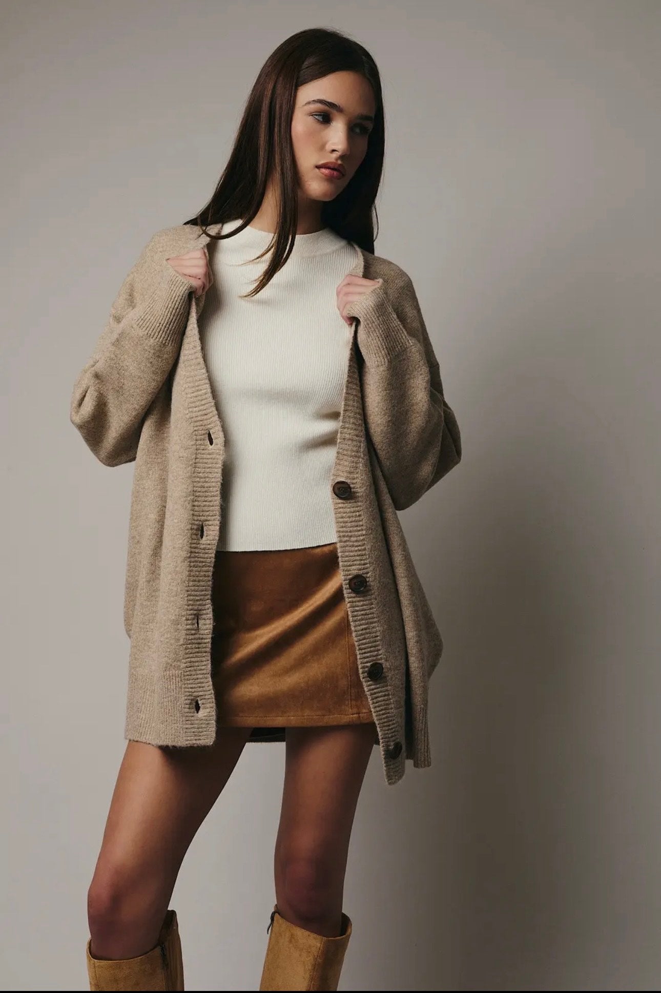 Espresso Long Silhouette Cardigan