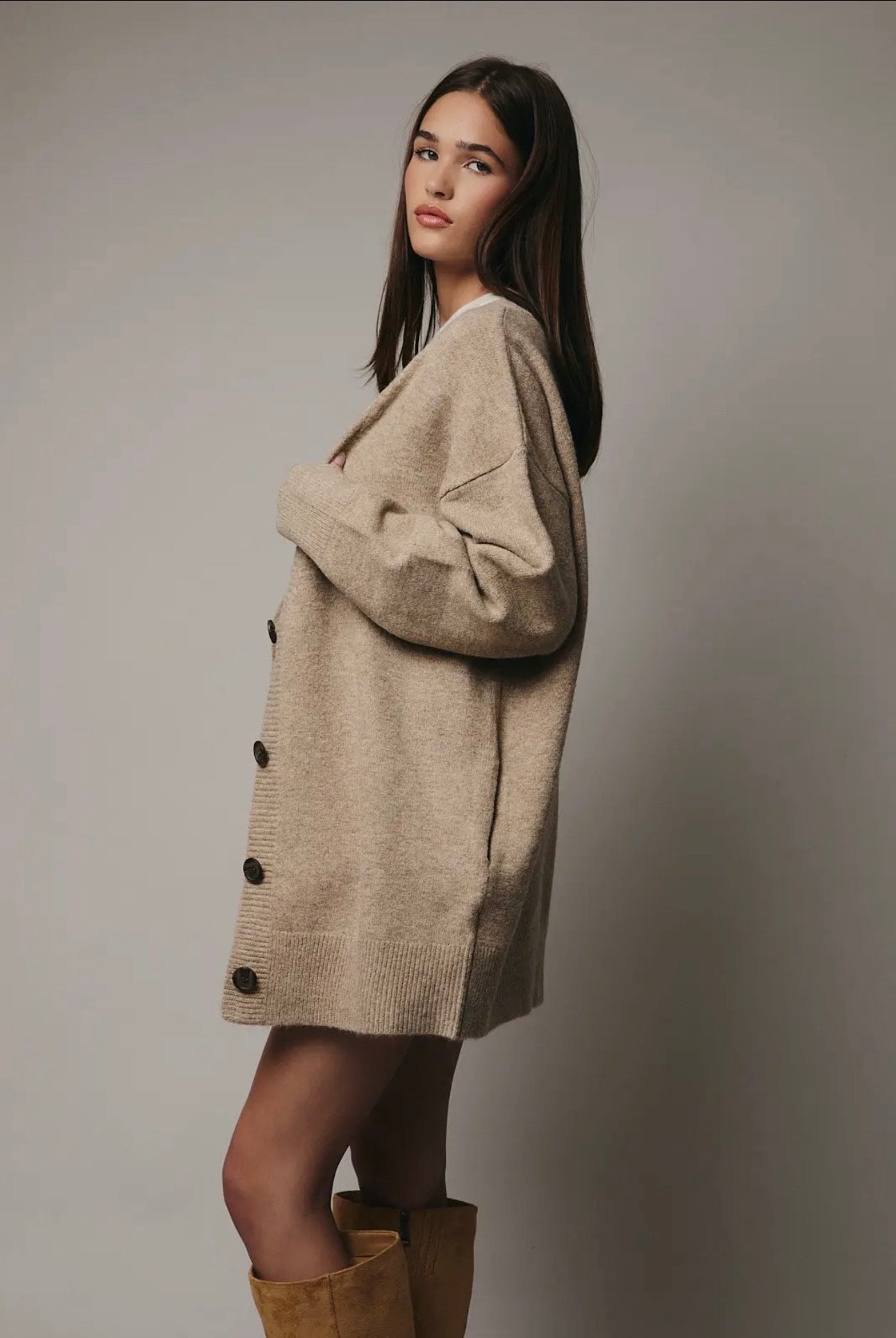 Espresso Long Silhouette Cardigan