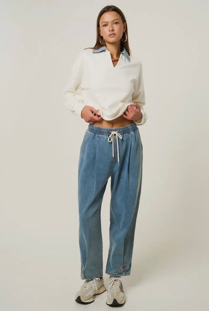 Larken Relaxed Barrel Leg Denim Pants