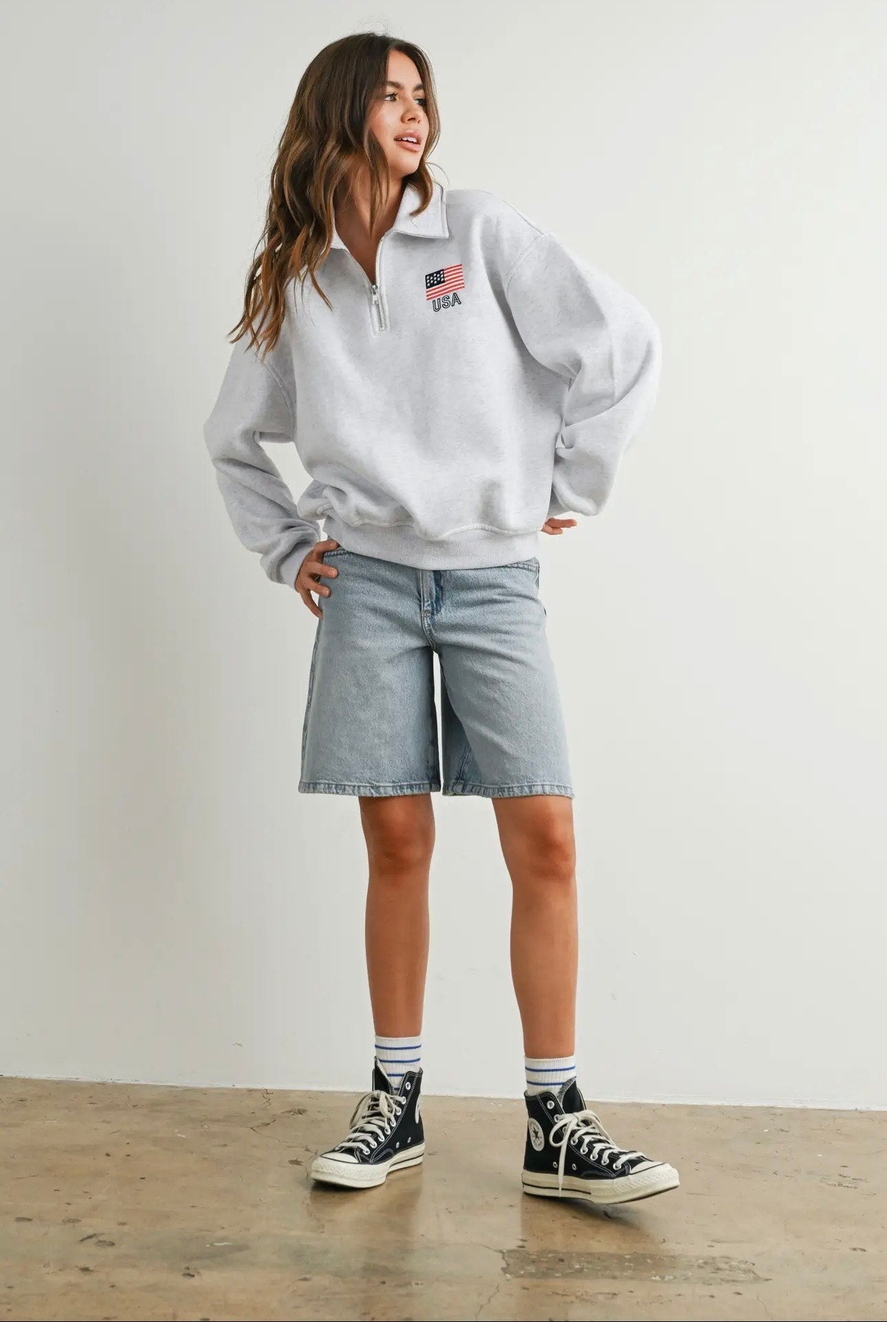 Stars & Stripes 3/4 Zip Sweatshirt
