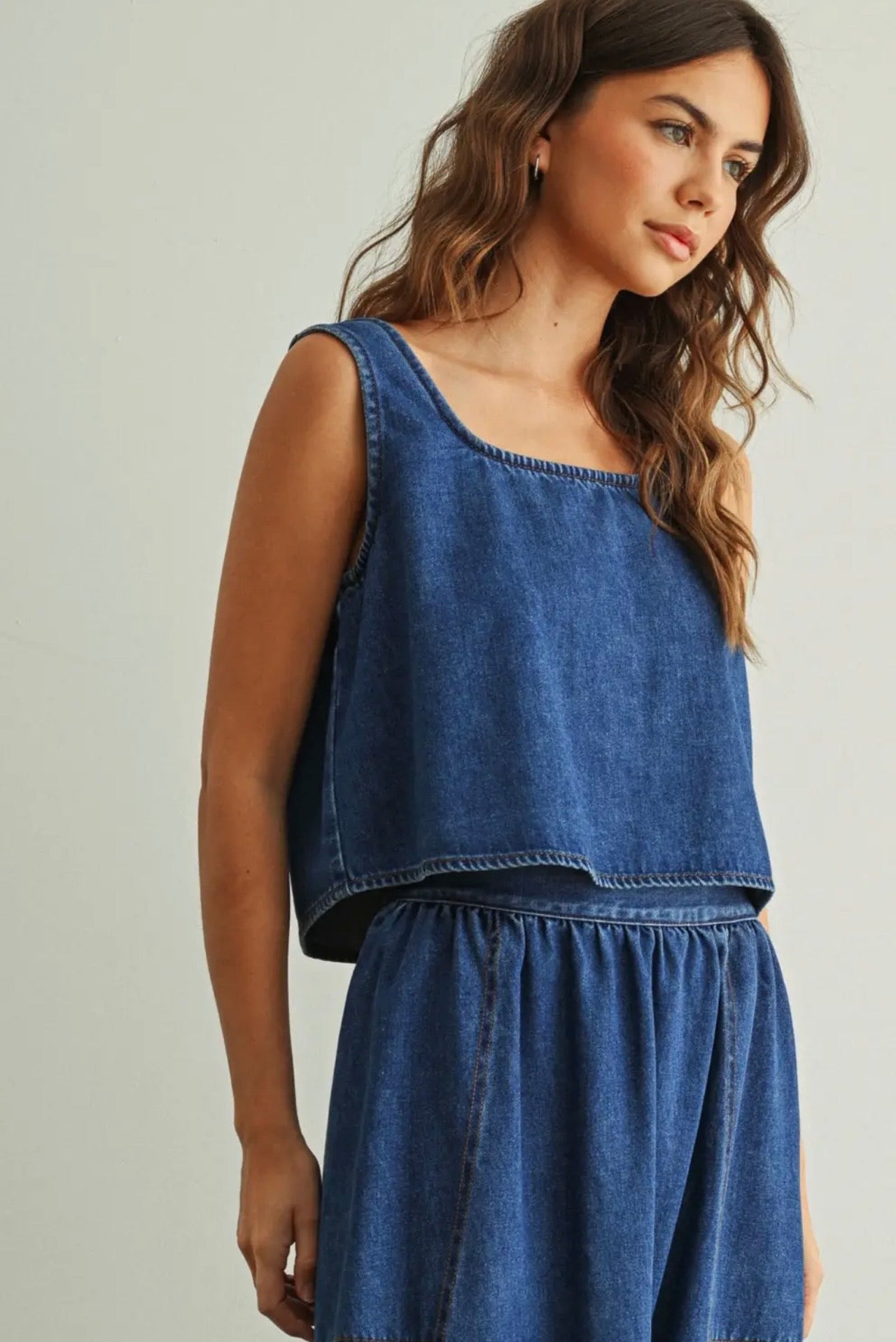 Westley Soft Denim Button Tank Top