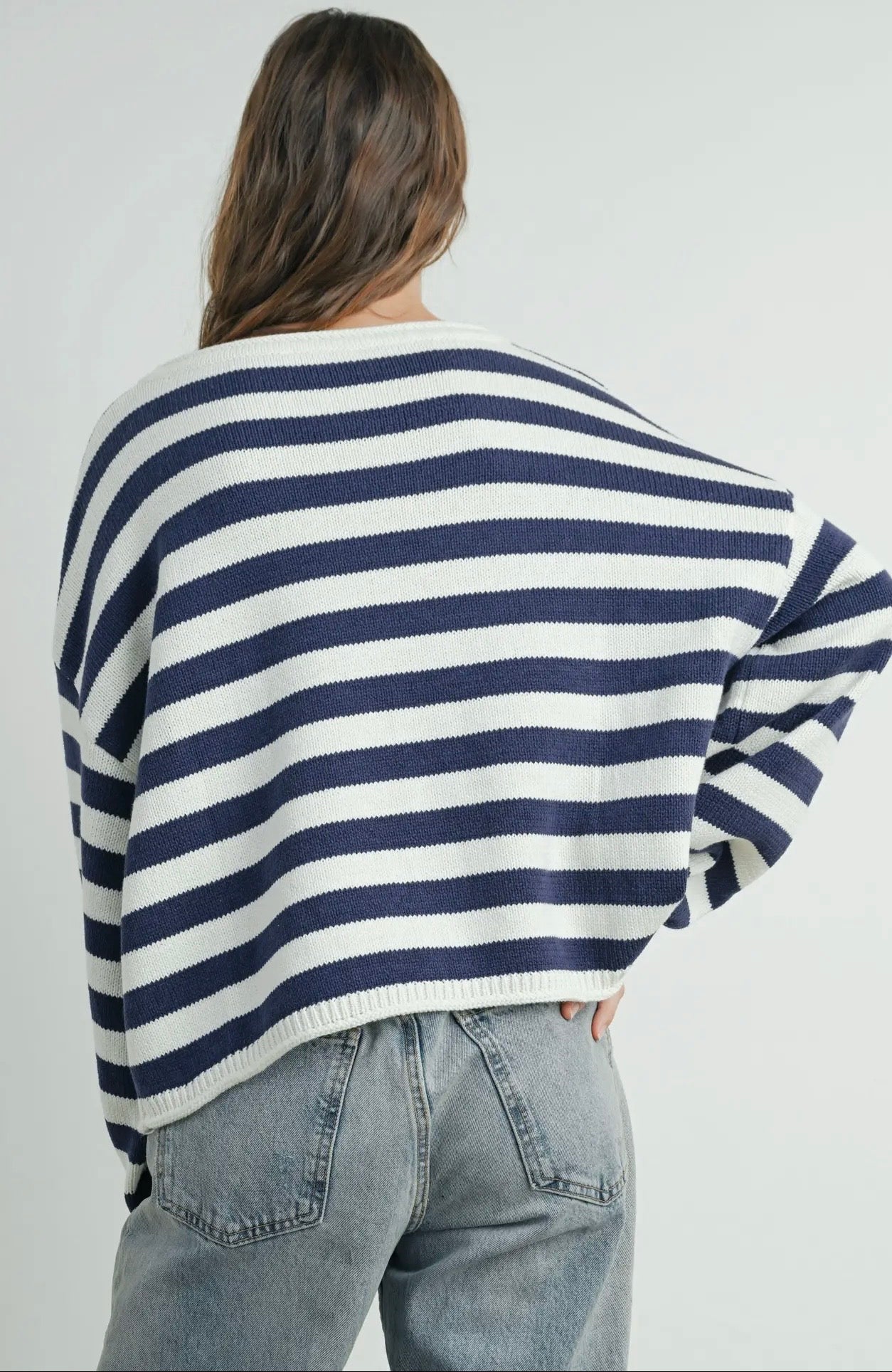 Coastal Stripe Sweater - Navy & Ivory