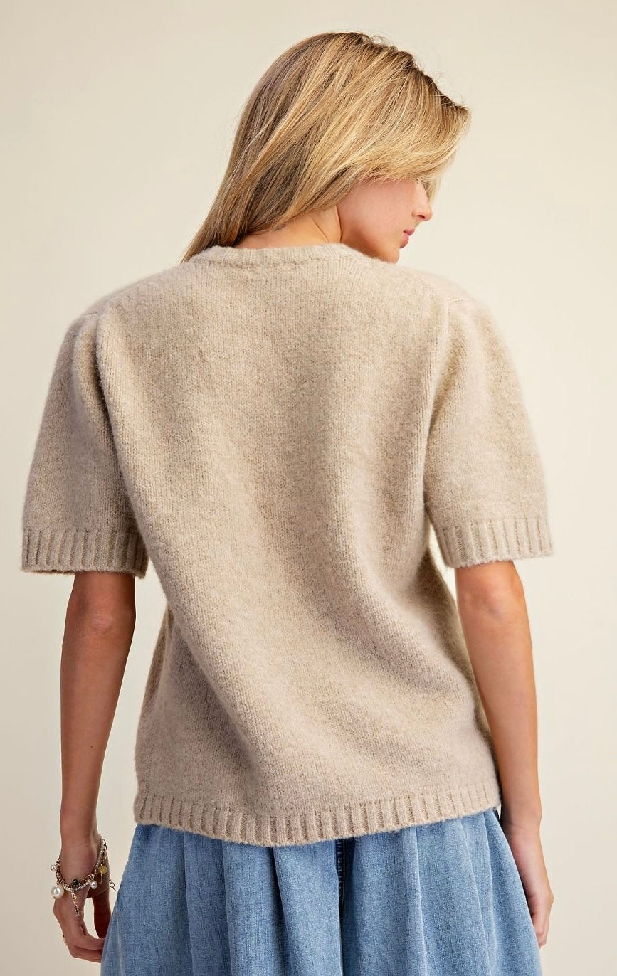 Khaki Fuzzy Knit Sweater