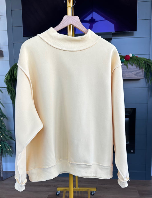 The Addison - Butter Yellow Reversible Mock Neck Sweatshirt
