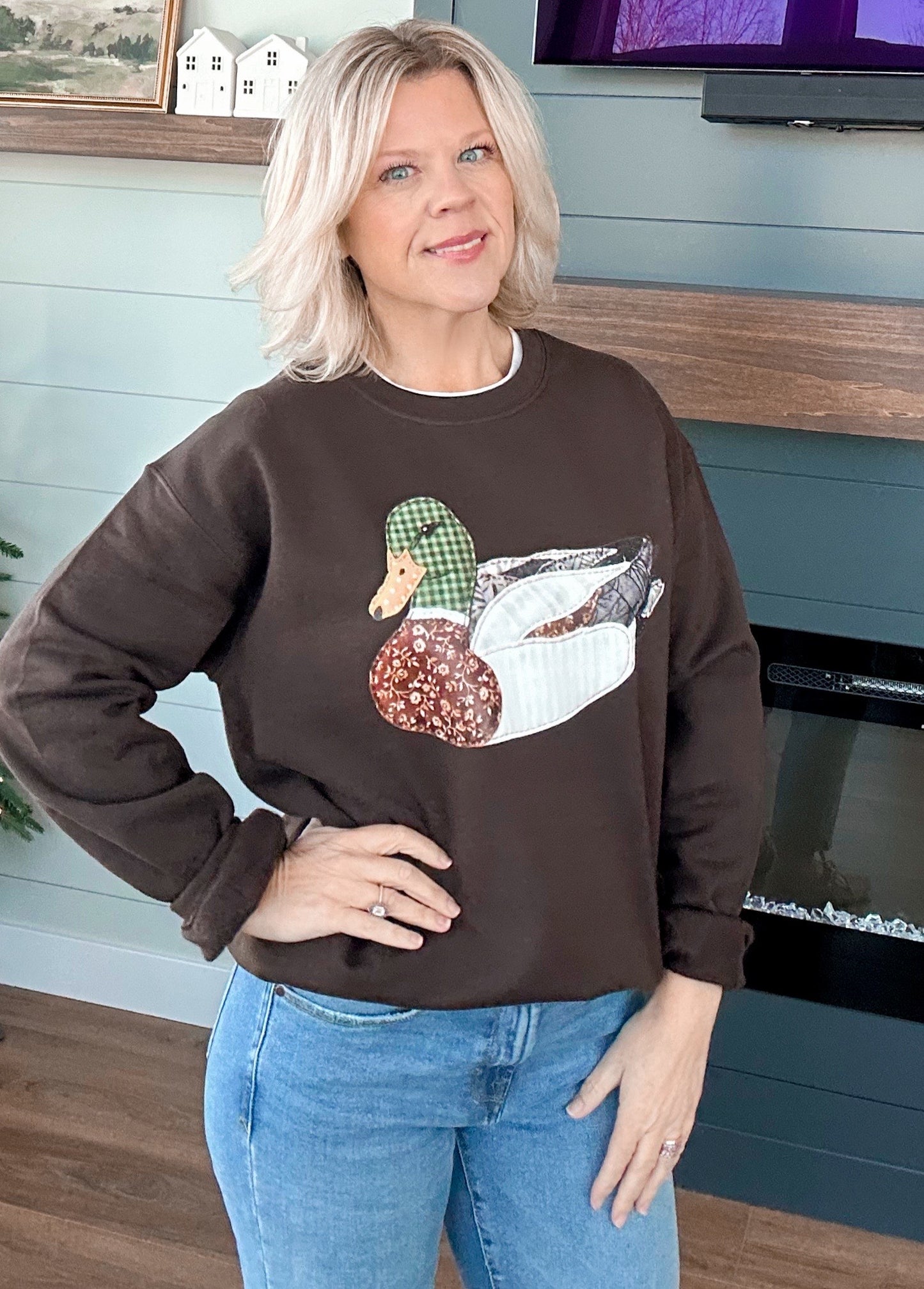 Faux Patchwork Duck Sweatshirt