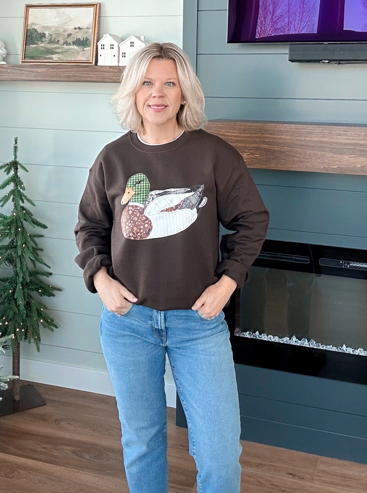 Faux Patchwork Duck Sweatshirt