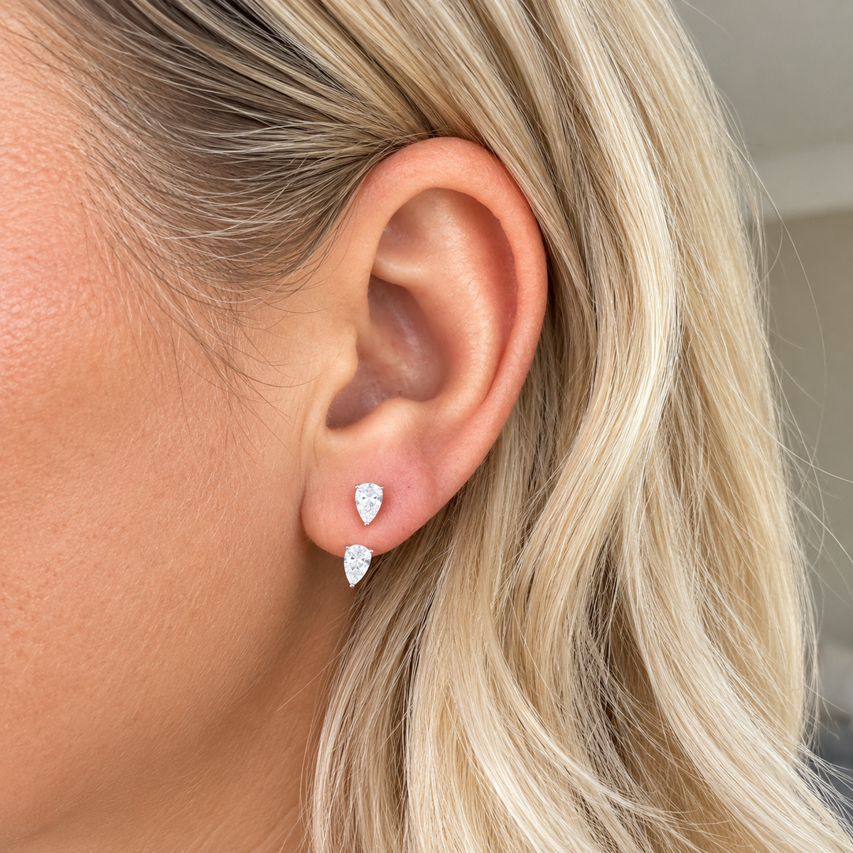 Mia Stud Jacket Earring - Rhodium