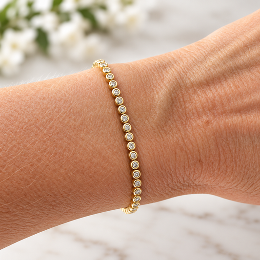 Ella Bezel Tennis Bracelet - Gold