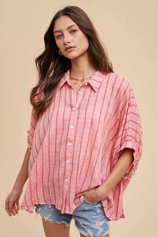 Daydream Oversized Stripe Button Down