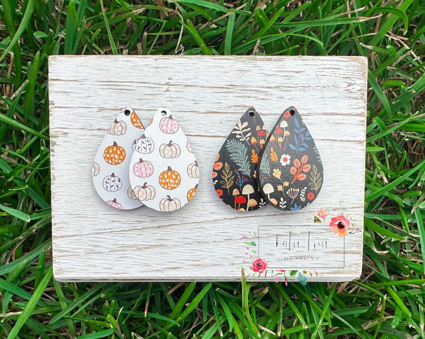 Fall Wood Teardrop Earrings