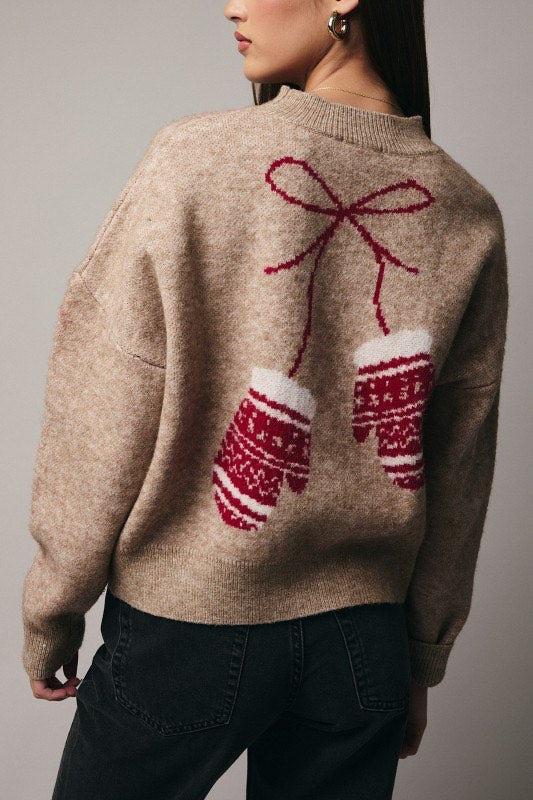 Winter Bloom Mitten Sweater