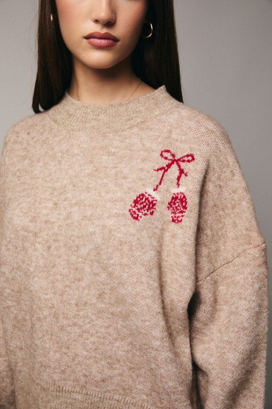 Winter Bloom Mitten Sweater