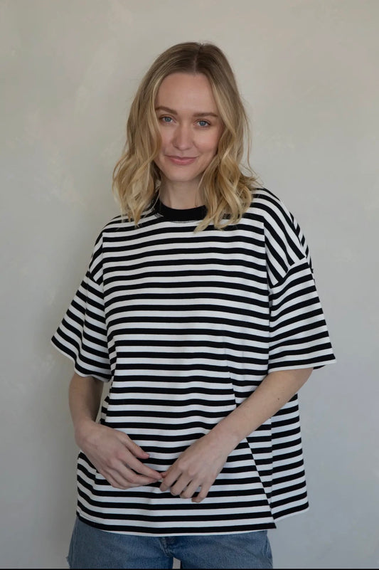 Cassandra Stripe Tee - Black & White