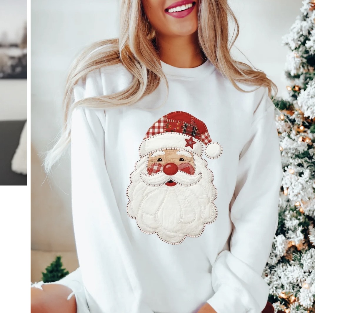 Faux Quilted Santa Sweatshirt