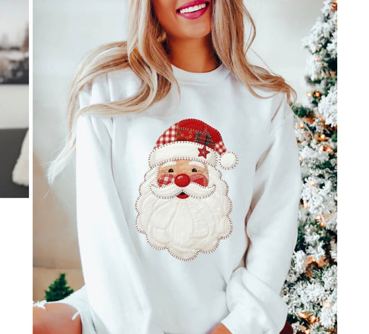 Faux Quilted Santa Sweatshirt