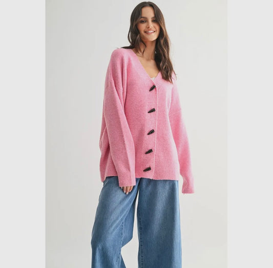 Hibiscus Toggle Button Oversized Cardigan