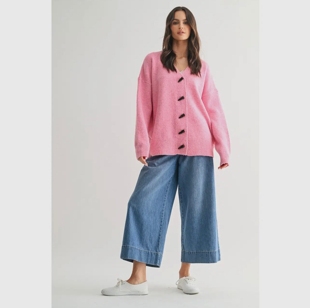 Hibiscus Toggle Button Oversized Cardigan