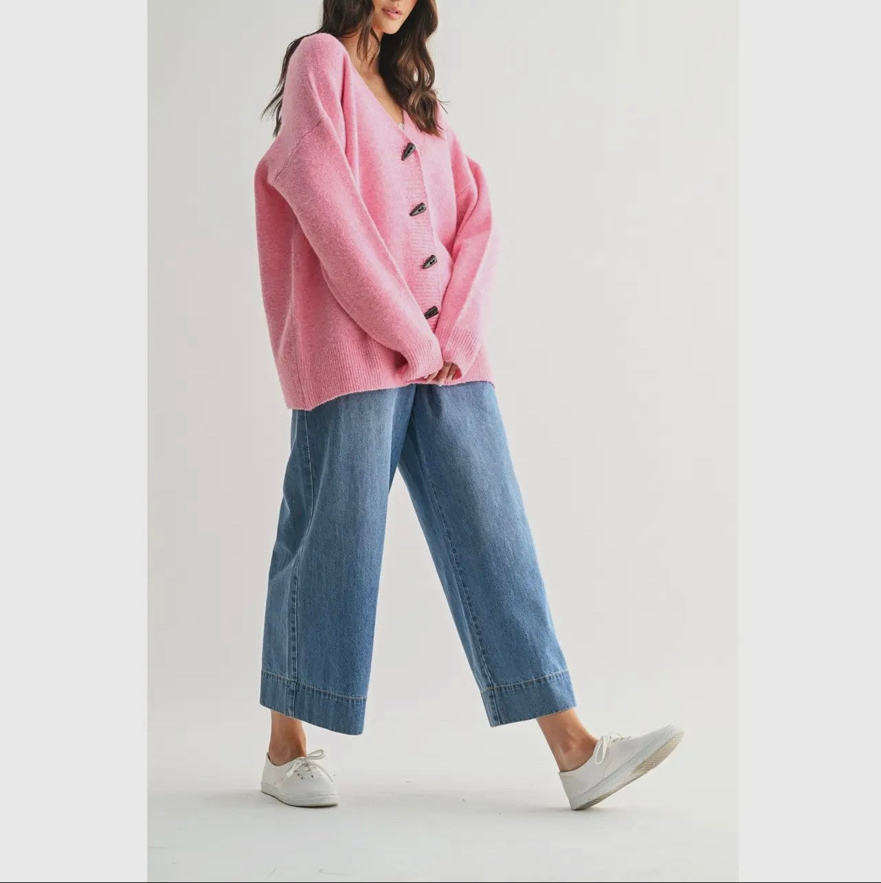 Hibiscus Toggle Button Oversized Cardigan