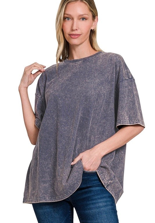 Weekender Acid Wash Tee - Blackberry