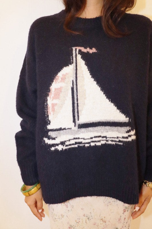 Sail Away Navy Crewneck Sweater