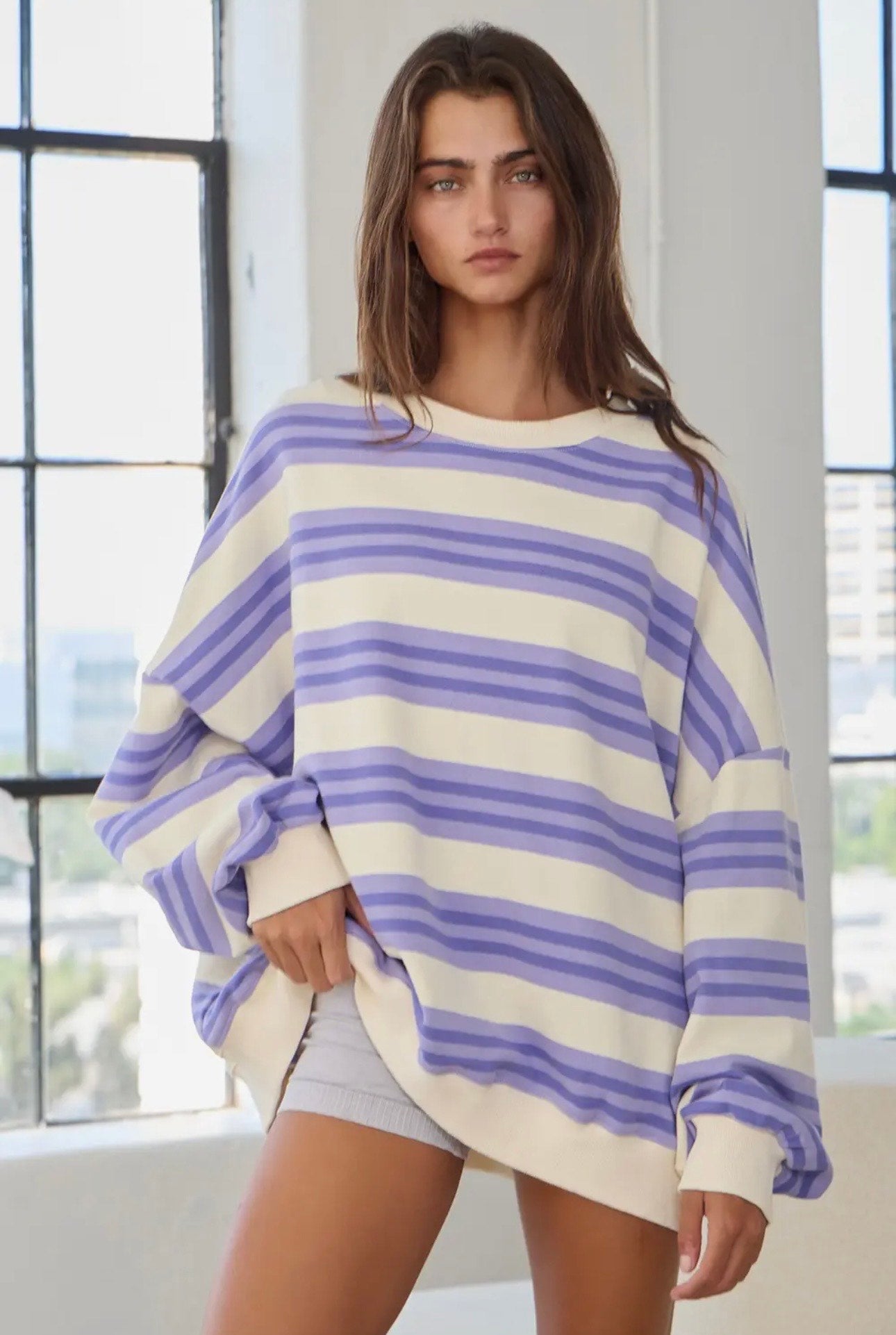 Poppy Striped Crewneck Sweatshirt