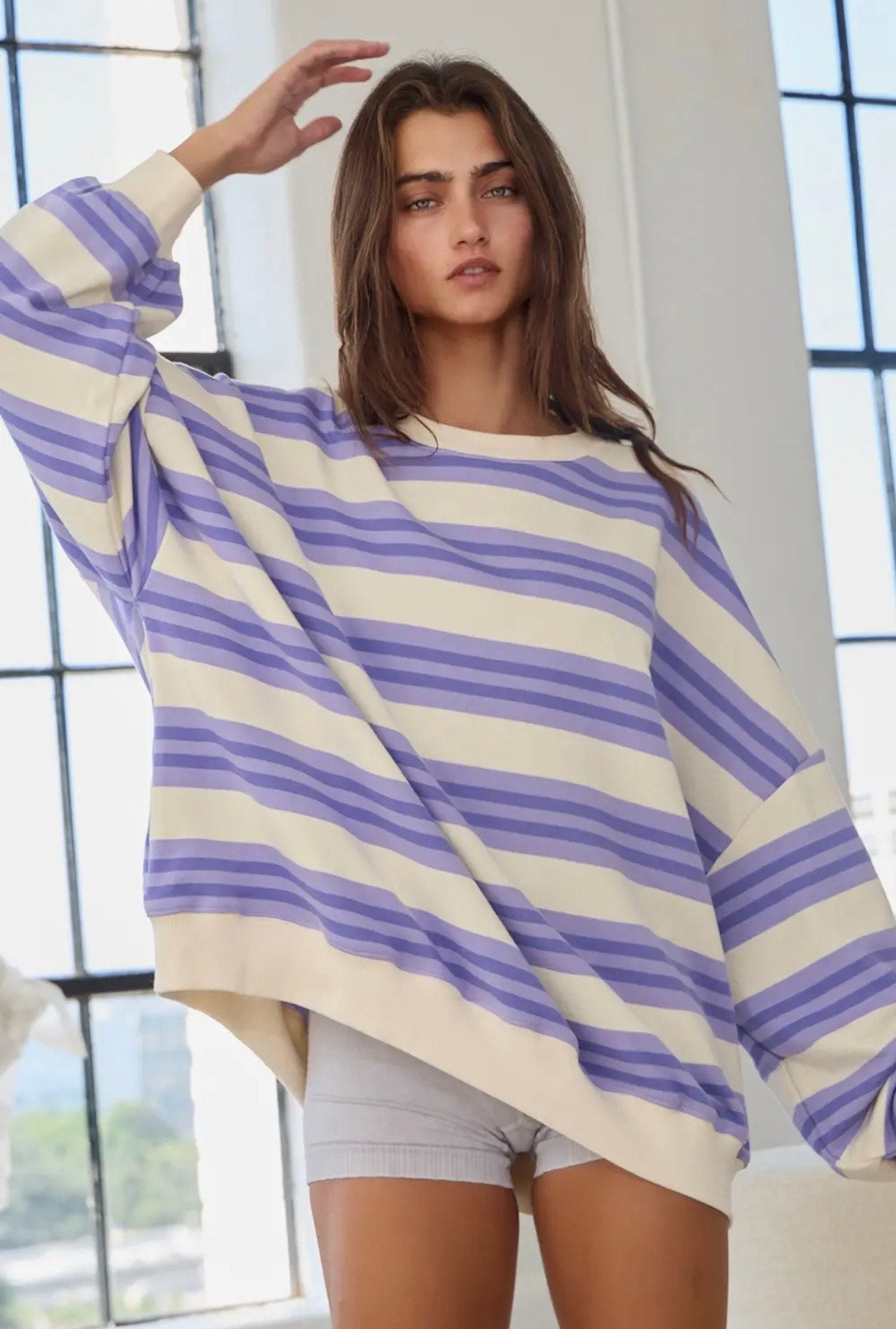 Poppy Striped Crewneck Sweatshirt