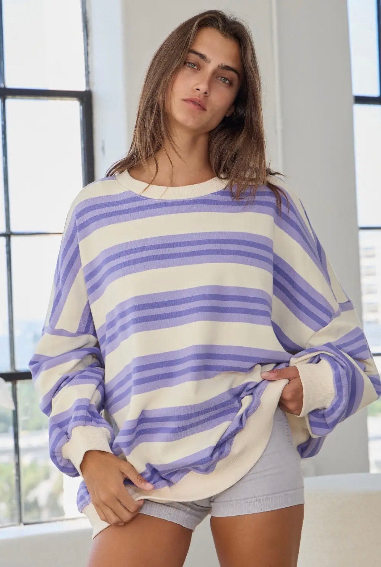 Poppy Striped Crewneck Sweatshirt