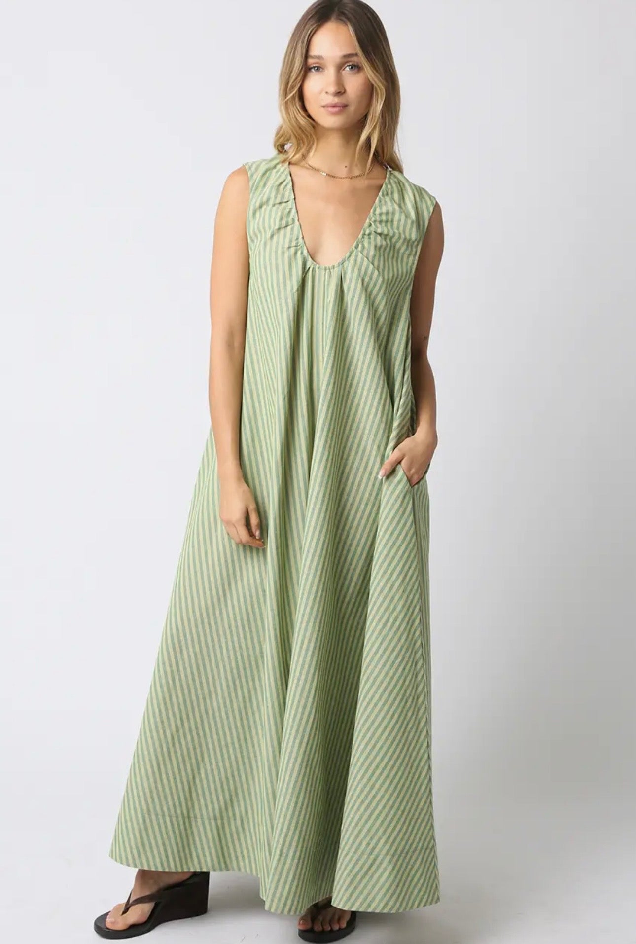 The Palm - Green Stripe Maxi Dress