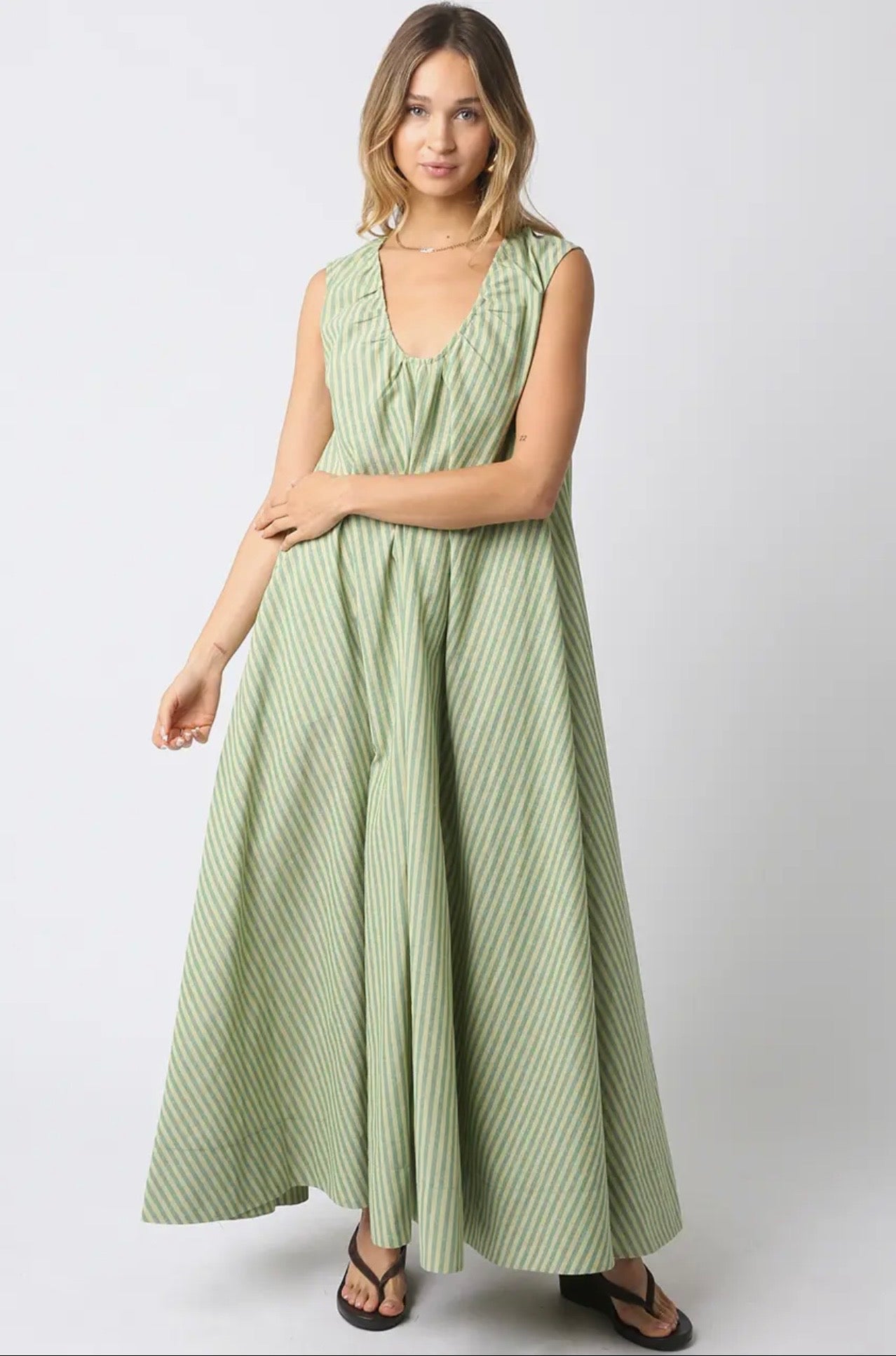 The Palm - Green Stripe Maxi Dress