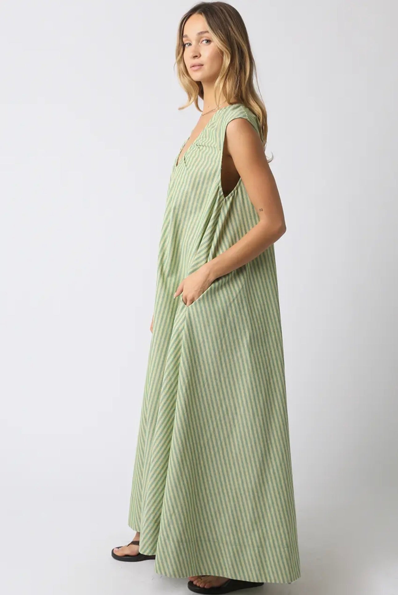 The Palm - Green Stripe Maxi Dress