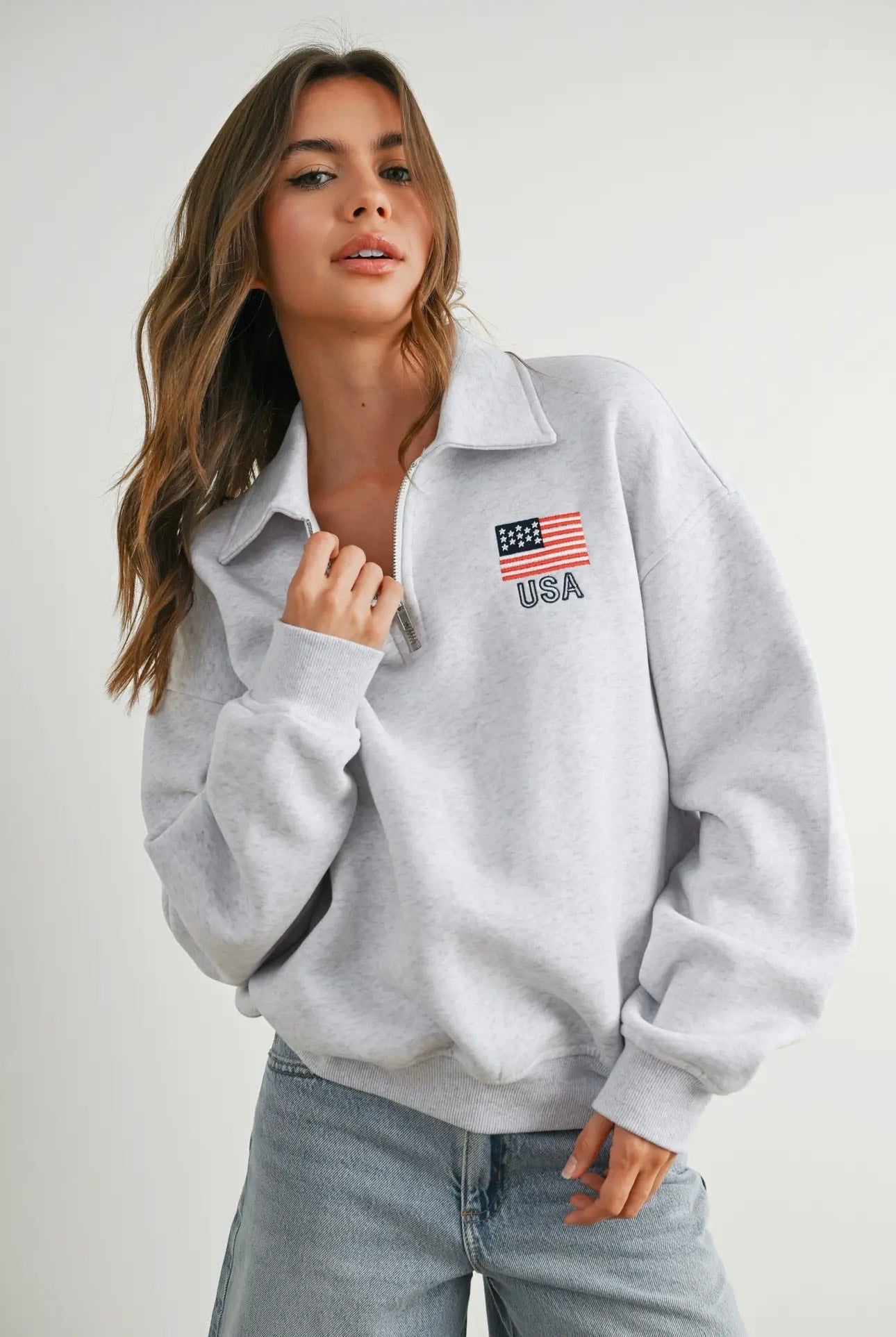 Stars & Stripes 3/4 Zip Sweatshirt