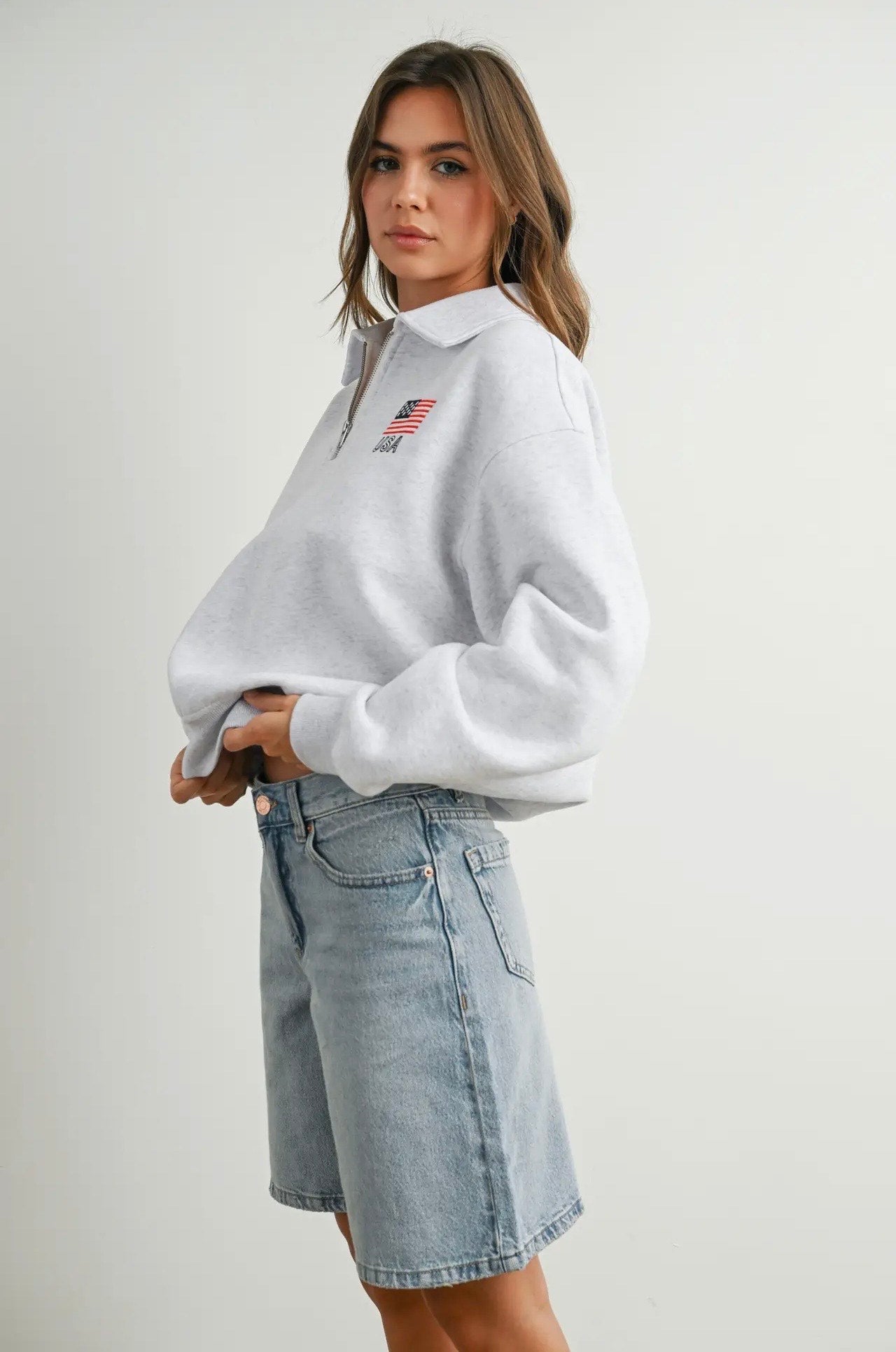 Stars & Stripes 3/4 Zip Sweatshirt