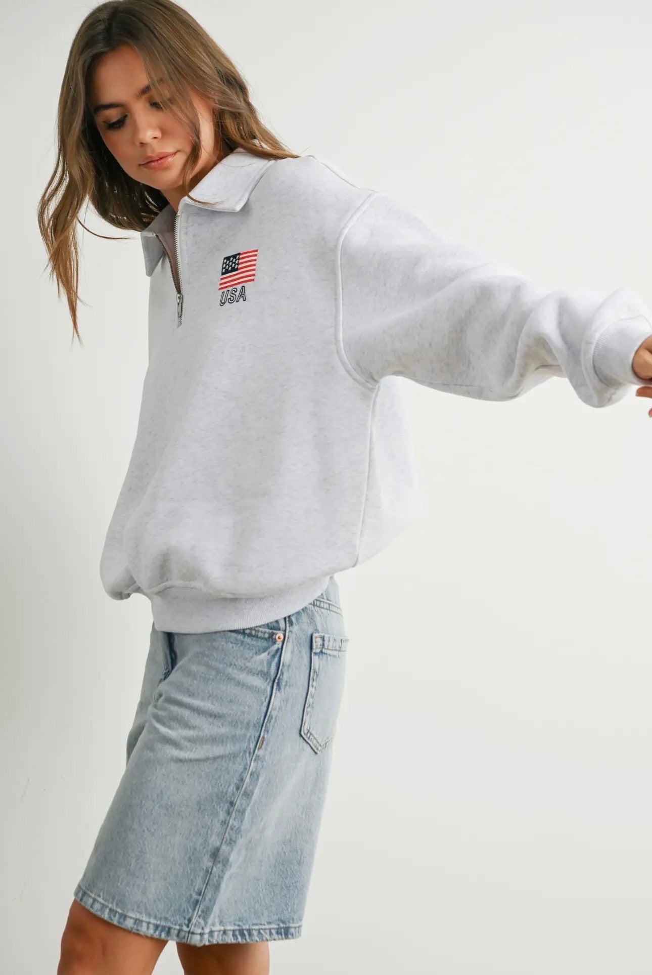 Stars & Stripes 3/4 Zip Sweatshirt