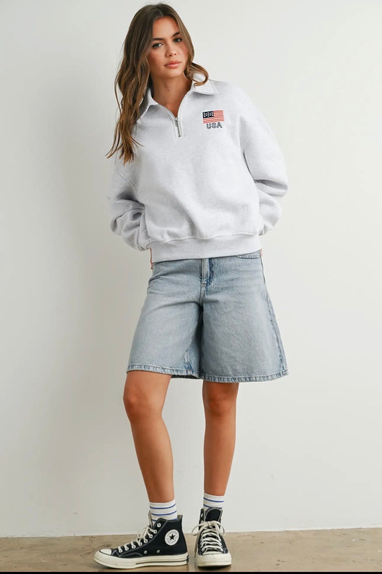 Stars & Stripes 3/4 Zip Sweatshirt