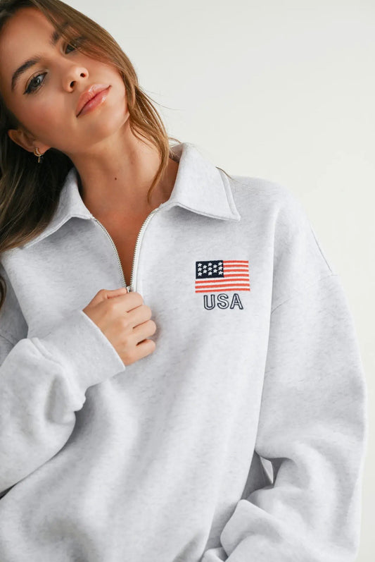 Stars & Stripes 3/4 Zip Sweatshirt