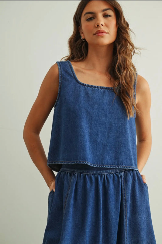 Westley Soft Denim Button Tank Top