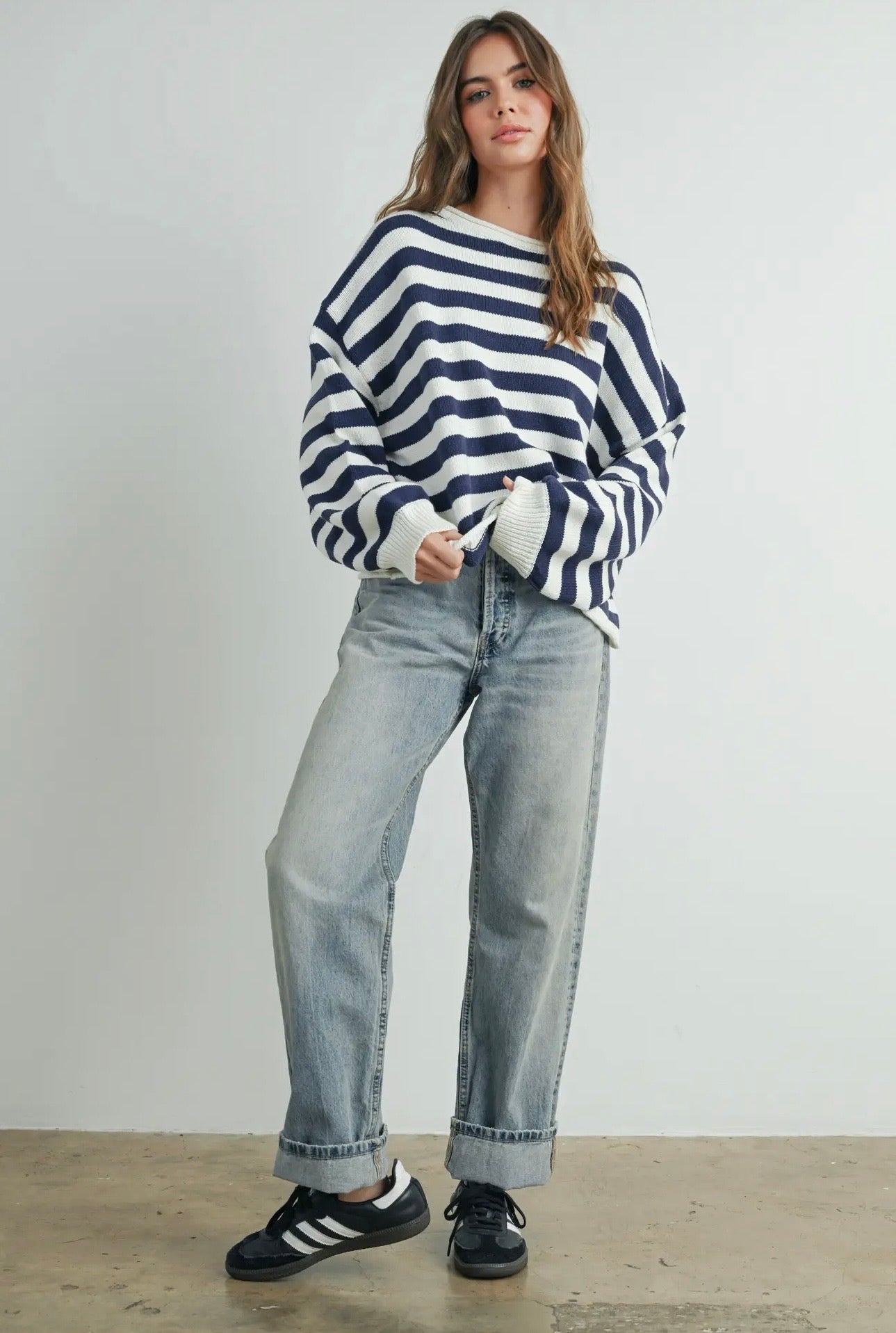 Coastal Stripe Sweater - Navy & Ivory