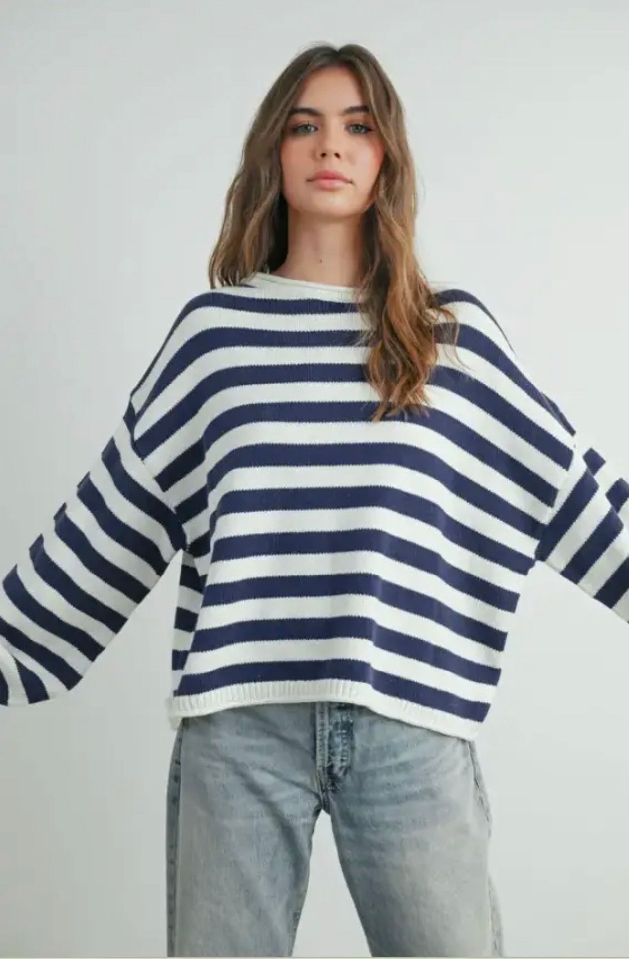 Coastal Stripe Sweater - Navy & Ivory