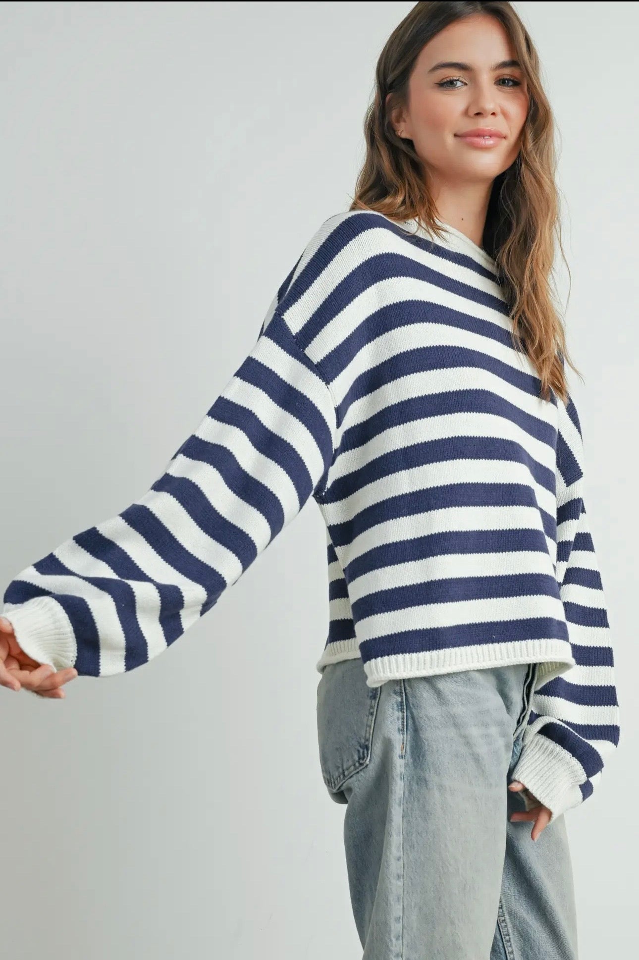 Coastal Stripe Sweater - Navy & Ivory