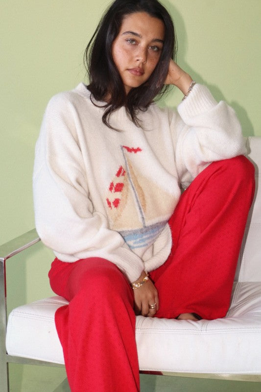 Sail Away Crewneck Sweater - Cream